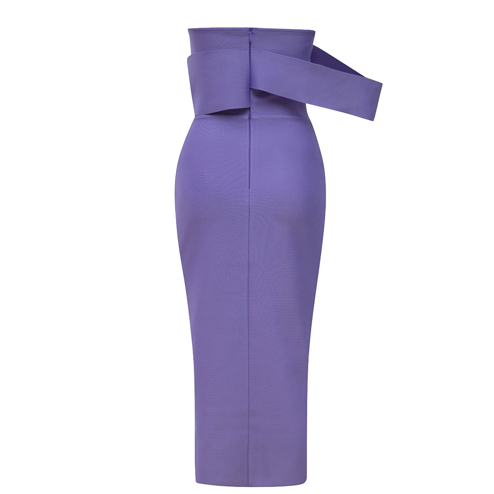 Off Shoulder Midi Dress Purple V8507