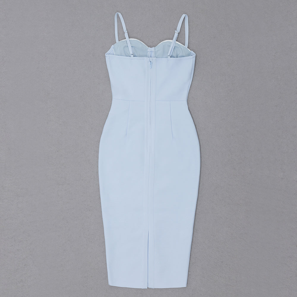 Bustier Structured Midi Dress Blue White HV8553