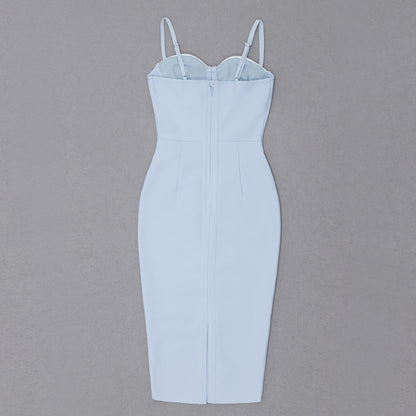 Bustier Structured Midi Dress Blue White HV8553