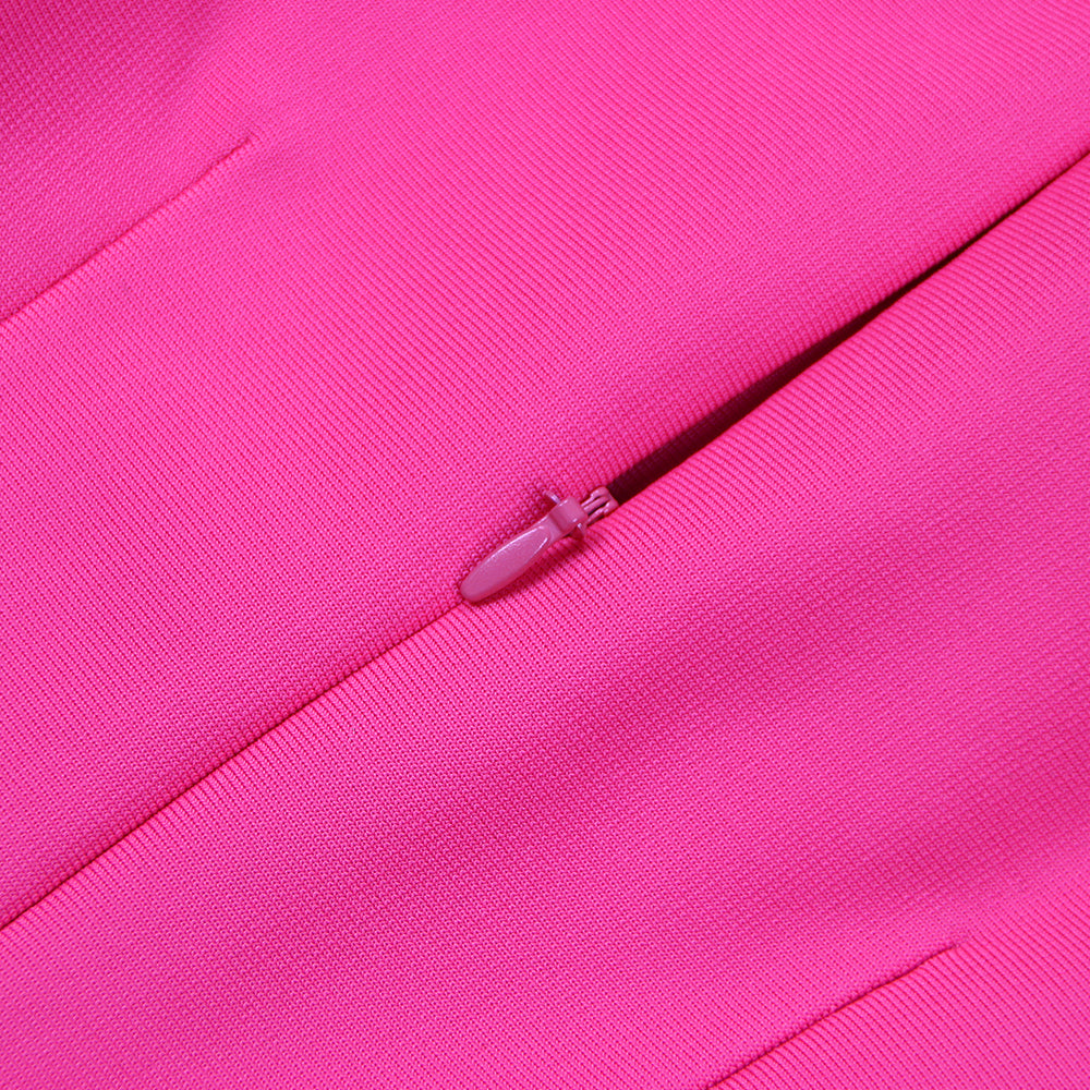 Long Sleeve Feather Detail Blazer Dress Hot Pink HV9064