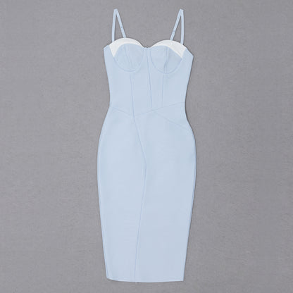 Bustier Structured Midi Dress Blue White HV8553