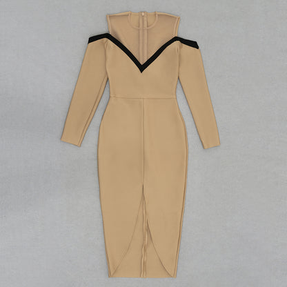 Long Sleeve Midi Dress Sand