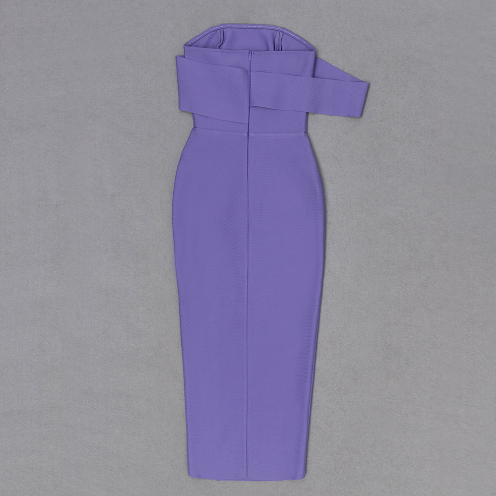 Off Shoulder Midi Dress Purple V8507