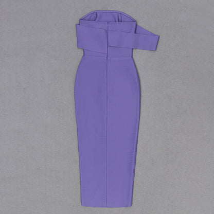 Off Shoulder Midi Dress Purple V8507