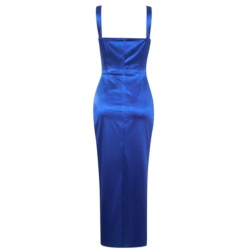 Draped Midi Silk Dress Blue HV8475