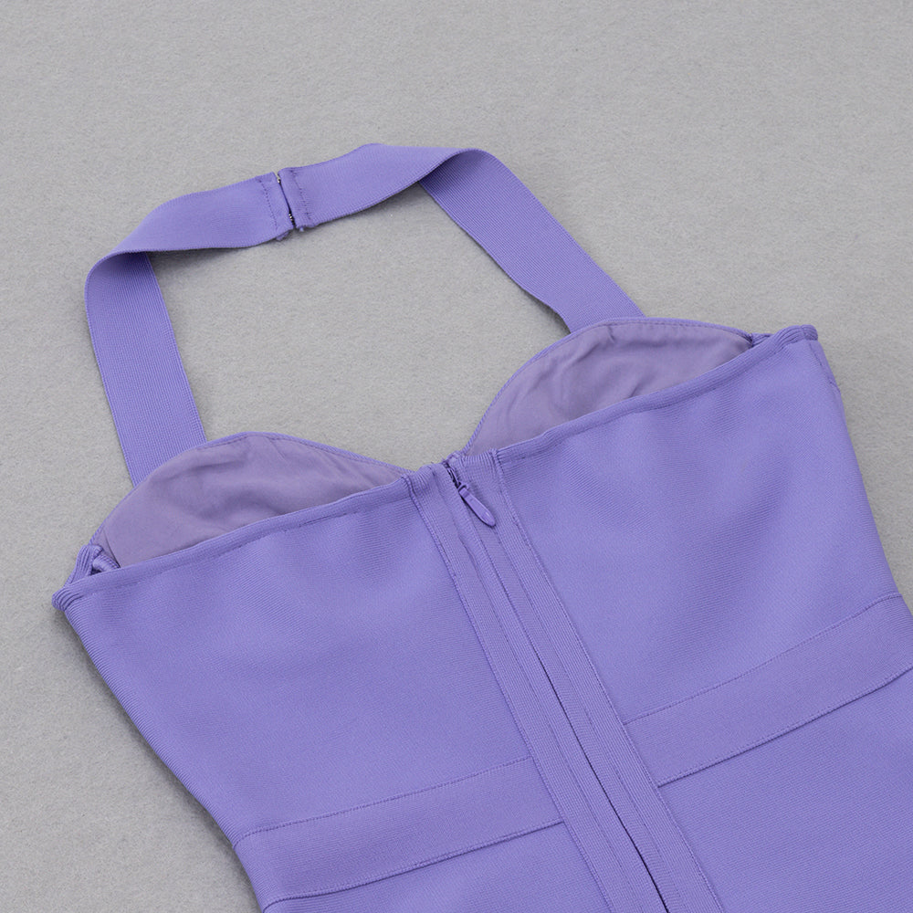 Halter Bustier Midi Dress Purple HV8768