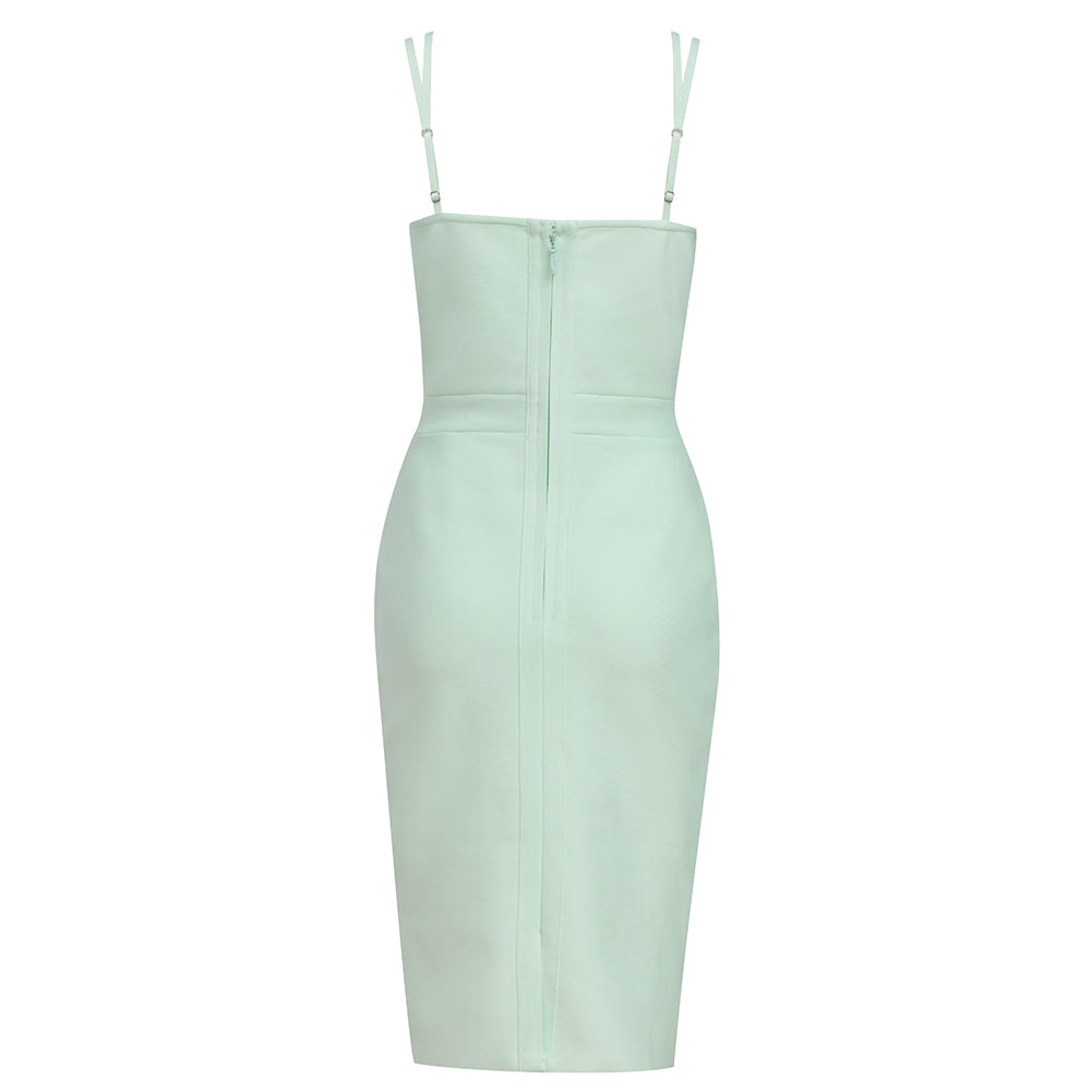 Strappy Bustier Structured Midi Dress Green  HV8551