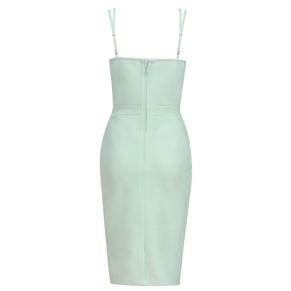 Strappy Bustier Structured Midi Dress Green  HV8551