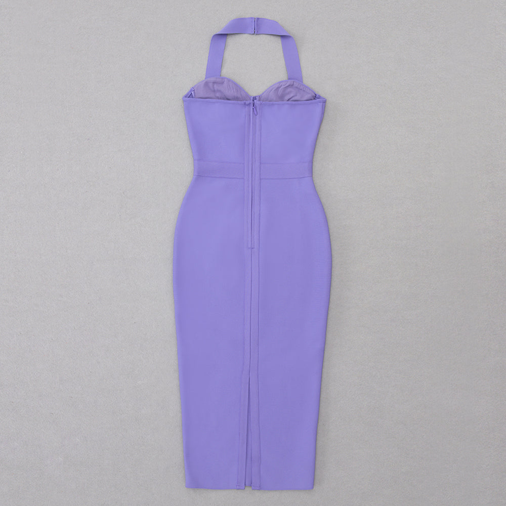 Halter Bustier Midi Dress Purple HV8768